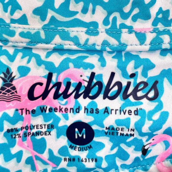 Chubbies Mens Polo Shirt Size M Flamingo Travel Summer Novelty Active Golf Pink - Picture 2 of 8